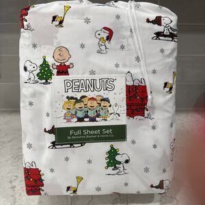 Christmas Peanuts SNOOPY FULL Bed 4 pc Sheet Set Berkshire Blanket & Home Co NEW